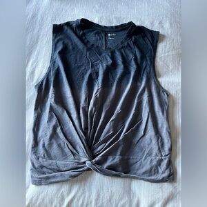 Zella Knot-Front Sleeveless Tank in Charcoal Ombre